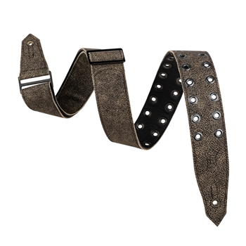 Levy's M80RBEY-BLK Distressed Black Leather Strap with Black eyelets and Black backing