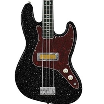 Fender Limited Edition Gold Foil Jazz Electric Bass Guitar, Black Sparkle Finish