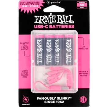 Ernie Ball P09643 USB-C Rechargeable AA Battery by Paleblue - 4-pack