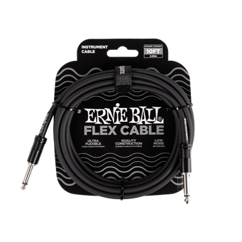 Ernie Ball P06434 Flex Instrument Cable Straight/Straight 10ft - Black