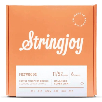 String Joy SJ-FW1152 Super Light Gauge (11-52) Foxwood Coated Phosphor Bronze Acoustic Guitar Strings