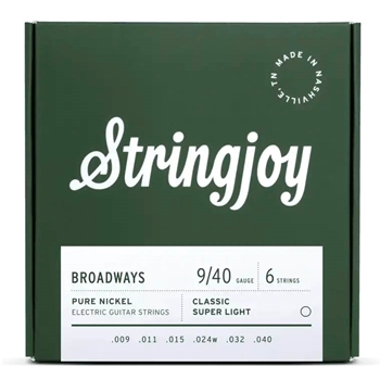 String Joy SJ-BR0940 Classic Super Light Gauge (9-40) Broadways Pure Nickel Electric Guitar Strings
