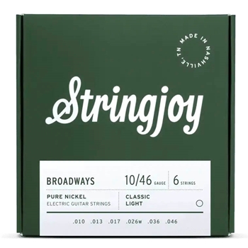 String Joy SJ-BR1046 Classic Light Gauge (10-46) Broadways Pure Nickel Electric Guitar Strings
