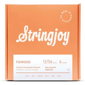 String Joy SJ-FW1356 Medium Gauge (13-56) Foxwood Coated Phosphor Bronze Acoustic Guitar Strings