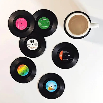 Magnifique 111825 Vinyl Record Styled Funny Coasters