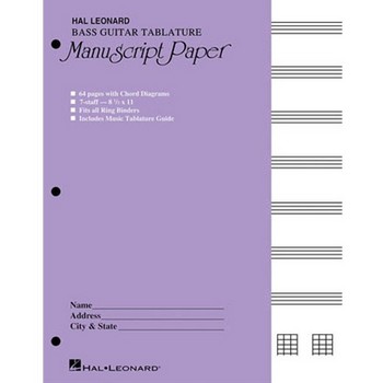 Bass Guitar Tablature Manuscript Paper