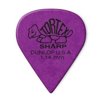 Dunlop 412P1.14 Tortex Sharp Guitar Pick, 1.14mm Purple, 12 Pack
