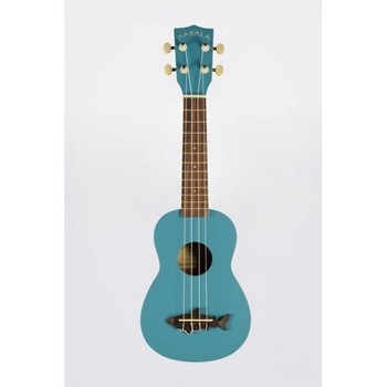 Kala MK-SS/BLU Shark Bridge Soprano Ukulele, Mako Blue