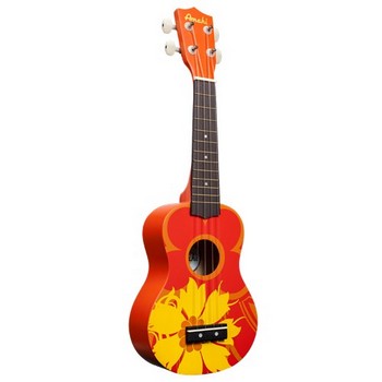 Tropical Series Soprano Ukulele, Orange Flower Pattern