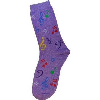 Aim AIM10008F Metallic Music Note Socks - Lavender Color Notes