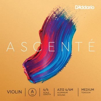 D'Addario Ascente Violin Single A String, Medium Tension