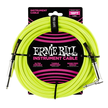 Ernie Ball Neon Orange Braided Instrument Cable Straight/Angle