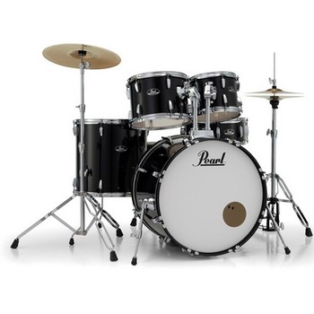 Pearl Roadshow 5-Piece Drum Set with Cymbals and Hardware, Jet Black