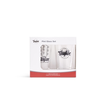 1524 Taylor Pint Glasses, Two Pack, Black Logo