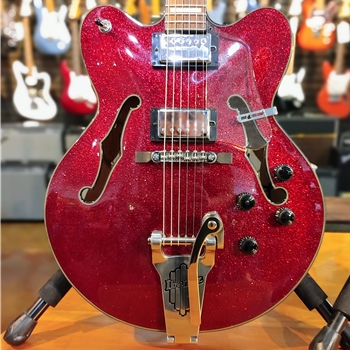 Used Ibanez AFD75T-RSP-12-01 Semi-Hollowbody Electric Guitar, Red Sparkle
