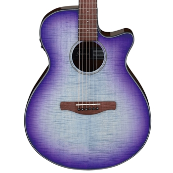 Ibanez AEG70 Flamed Maple Top Grand Concert Acoustic Guitar with Electronics, Purple Iris Burst