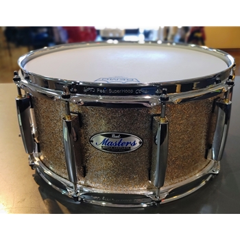 Used Pearl Master Complete All Maple Snare Drum, Champagne Sparkle